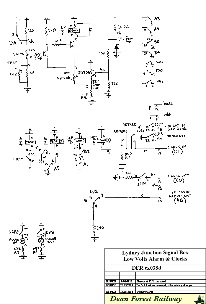 Low Volts Alarm and Clock Pulse Equipment Diagram