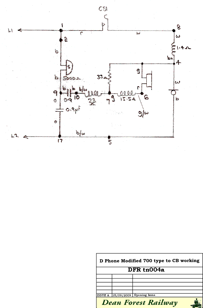 CB tele circuit, modified from 700 type "D" phone